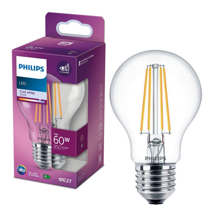 LED Pirn VINTAGE Philips A60 E27/7W/230V 4000K