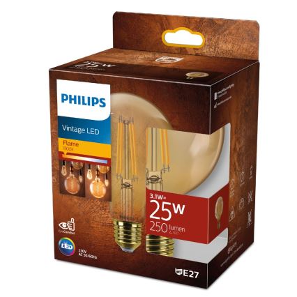 LED Pirn VINTAGE Philips G95 E27/3,1W/230V 1800K