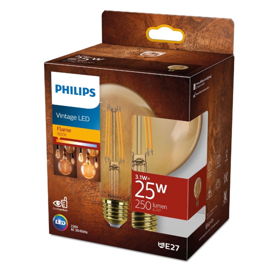 LED Pirn VINTAGE Philips G95 E27/3,1W/230V 1800K