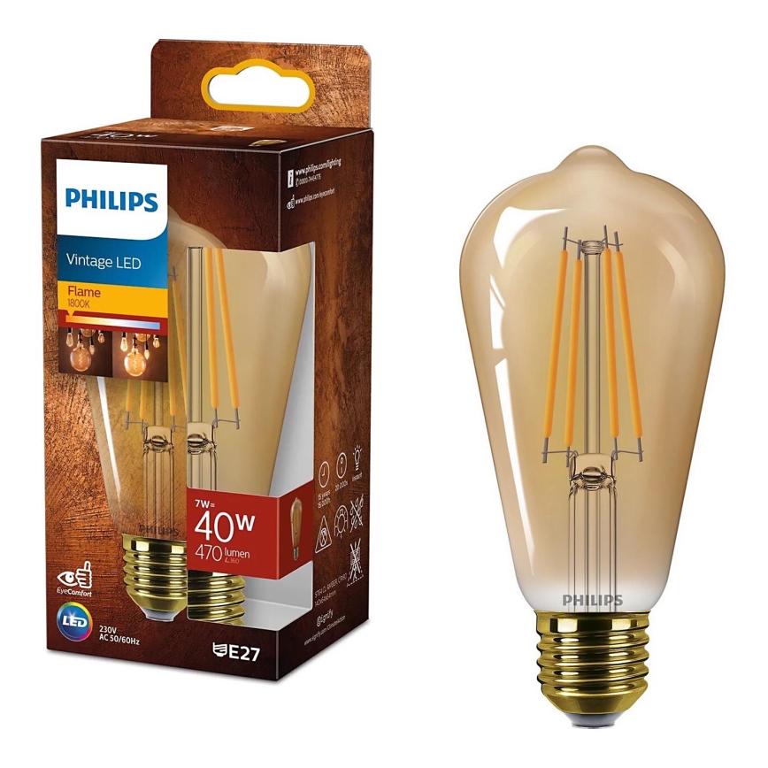 LED Pirn VINTAGE Philips ST64 E27/7W/230V 1800K