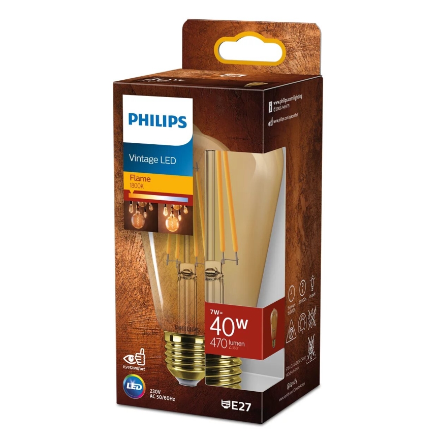 LED Pirn VINTAGE Philips ST64 E27/7W/230V 1800K