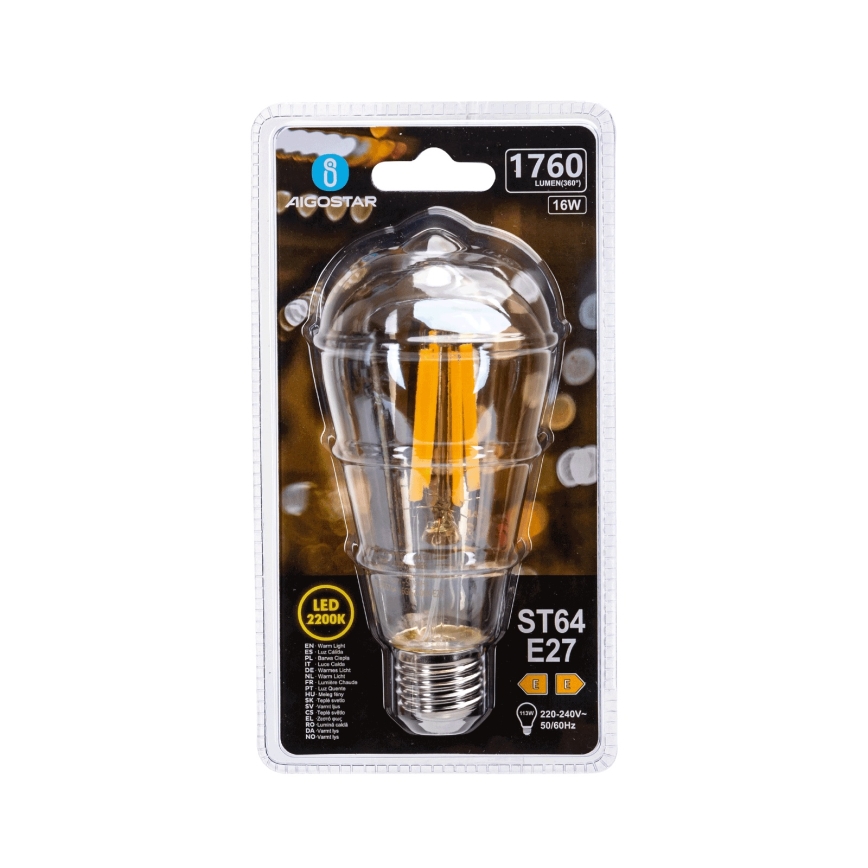 LED-pirn VINTAGE ST64 E27/16W/230V 2200K - Aigostar