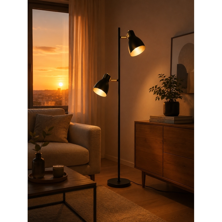 LED põrandalamp 2xE27/7W/230V 2700K must