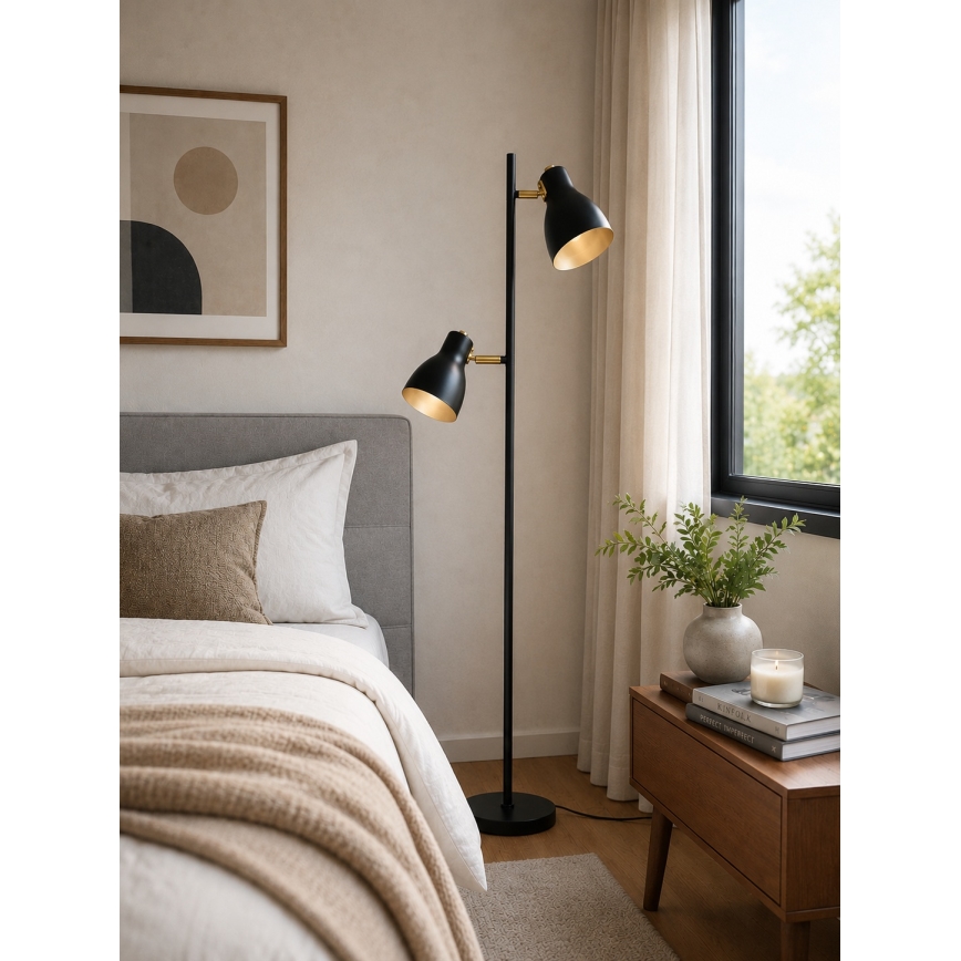 LED põrandalamp 2xE27/7W/230V 2700K must