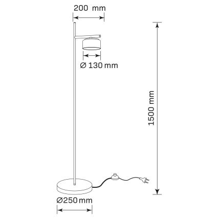 LED põrandalamp OFELIA 1xGX53/6W/230V must/suitsuhall