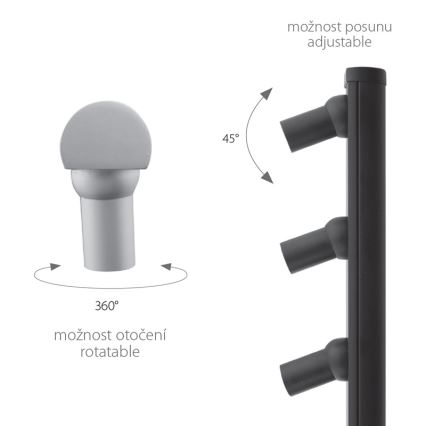 LED Põrandalamp PICCO 3x LED/5,4W/500mA