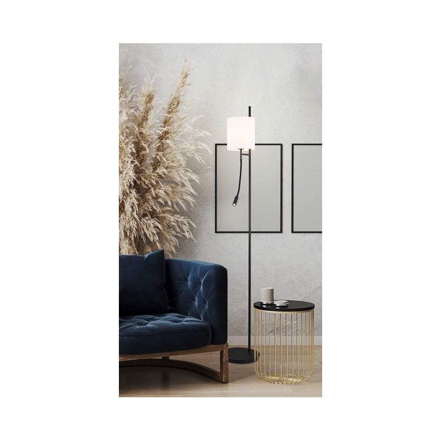 LED Põrandalamp TOKYO 1xE27/40W/230V + LED/3W must/valge