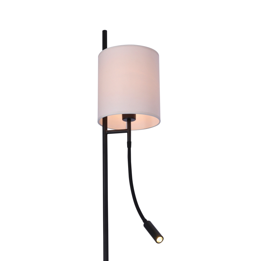 LED Põrandalamp TOKYO 1xE27/40W/230V + LED/3W must/valge