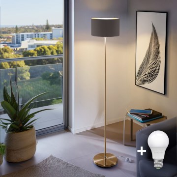 LED põrandalamp TUNJA 1xE27/20W/230V, läbimõõt 30 cm, kuldne/pruun