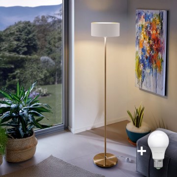 LED põrandalamp TUNJA 1xE27/20W/230V, läbimõõt 30 cm, kuldne/valge