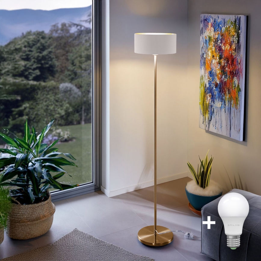 LED põrandalamp TUNJA 1xE27/20W/230V, läbimõõt 30 cm, kuldne/valge