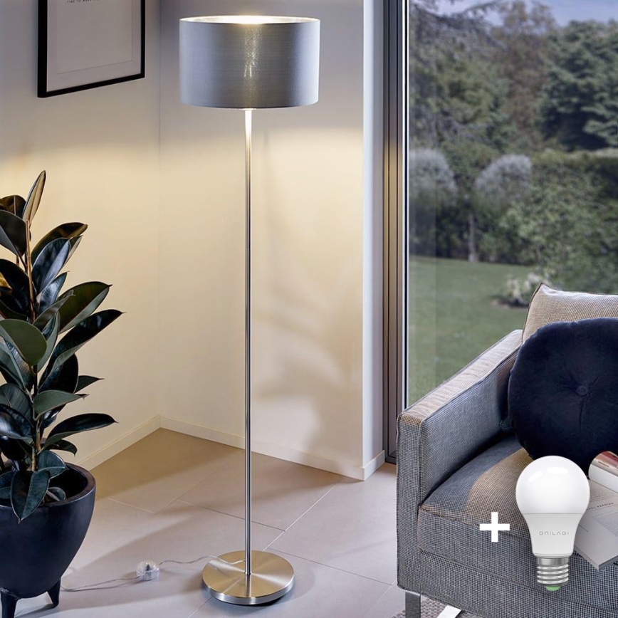 LED põrandalamp TUNJA 1xE27/20W/230V läbimõõt 30 cm mattkroom/hall