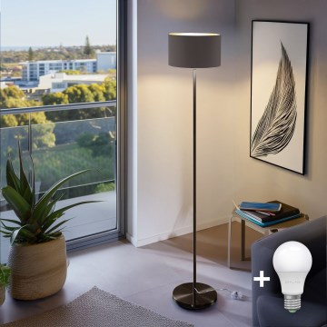 LED-põrandalamp TUNJA 1xE27/20W/230V läbimõõt 30 cm must/pruun