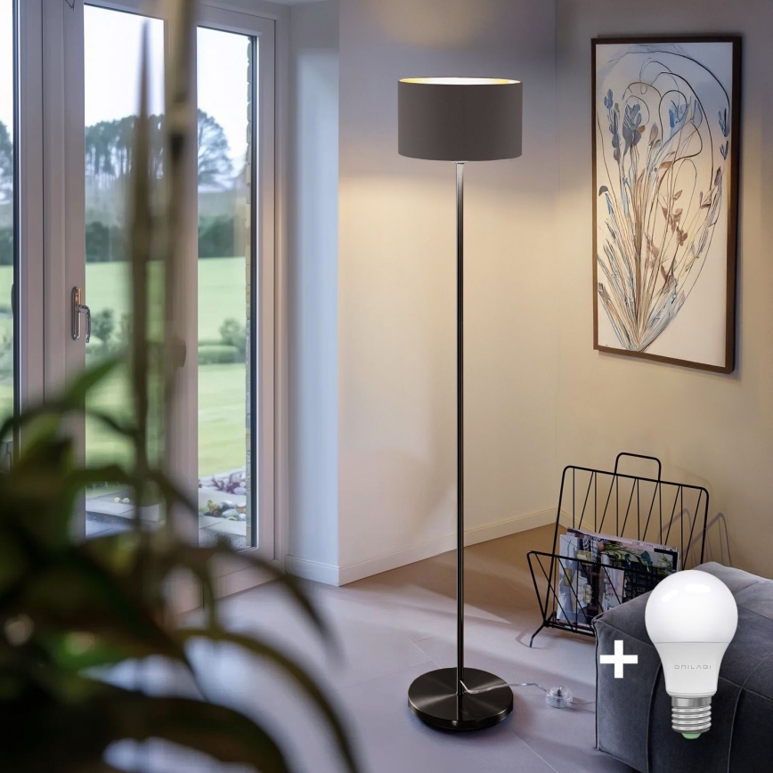 LED-põrandalamp TUNJA 1xE27/20W/230V, läbimõõt 30 cm, must/taupe