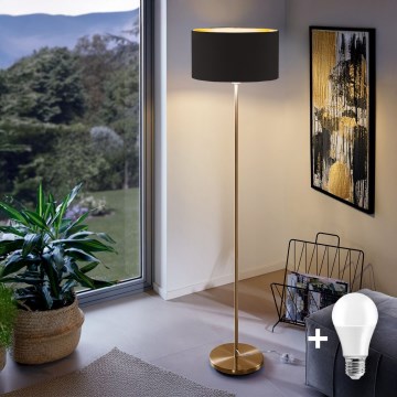 LED põrandalamp TUNJA 1xE27/20W/230V läbimõõt 38 cm kuldne/must