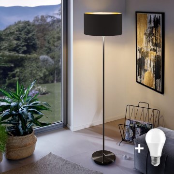 LED põrandalamp TUNJA 1xE27/20W/230V läbimõõt 38 cm must