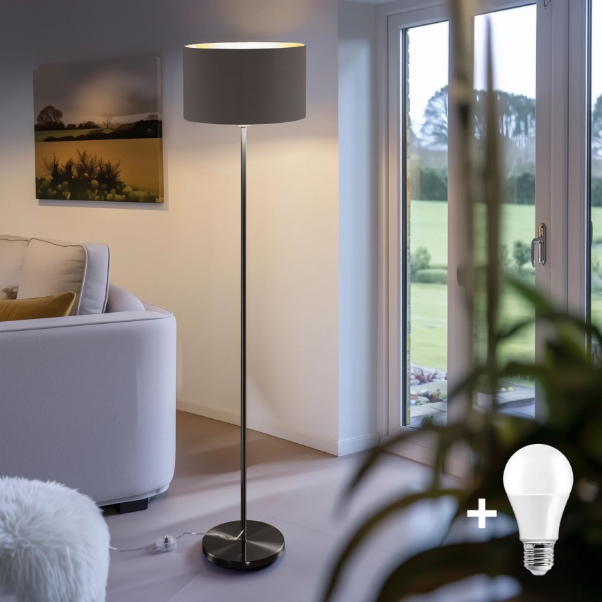 LED põrandalamp TUNJA 1xE27/20W/230V, läbimõõt 38 cm, must/pruun