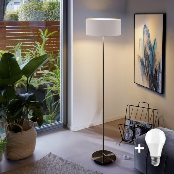 LED põrandalamp TUNJA 1xE27/20W/230V läbimõõt 38 cm must/valge