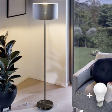 LED-põrandalamp TUNJA 1xE27/20W/230V Ø 30 cm, must/hall