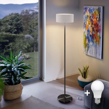 LED põrandalamp TUNJA 1xE27/20W/230V Ø 30 cm must/valge