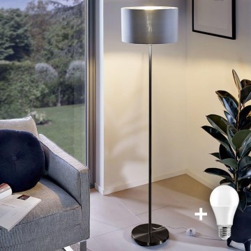 LED põrandalamp TUNJA 1xE27/20W/230V Ø 38 cm must/hall