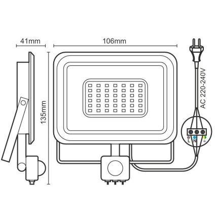 LED Prožektor anduriga LED/10W/230V 4000K IP44