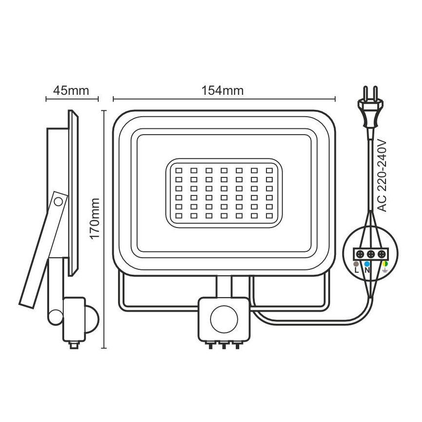 LED Prožektor anduriga LED/30W/230V 4000K IP44