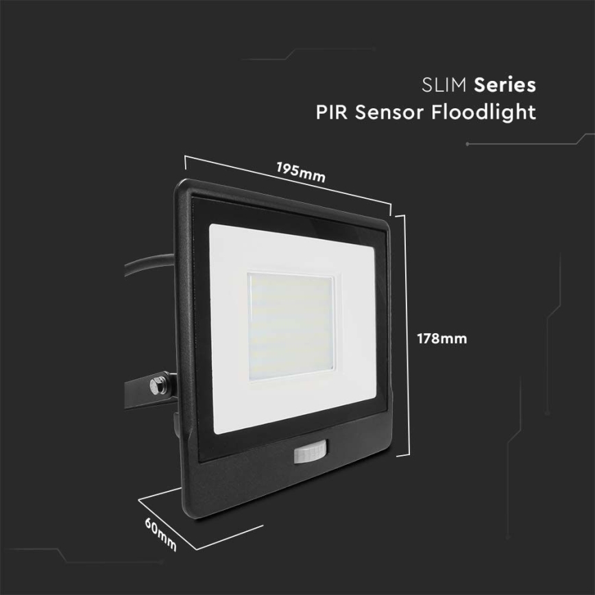 LED Prožektor anduriga LED/50W/230V 6500K IP65 must