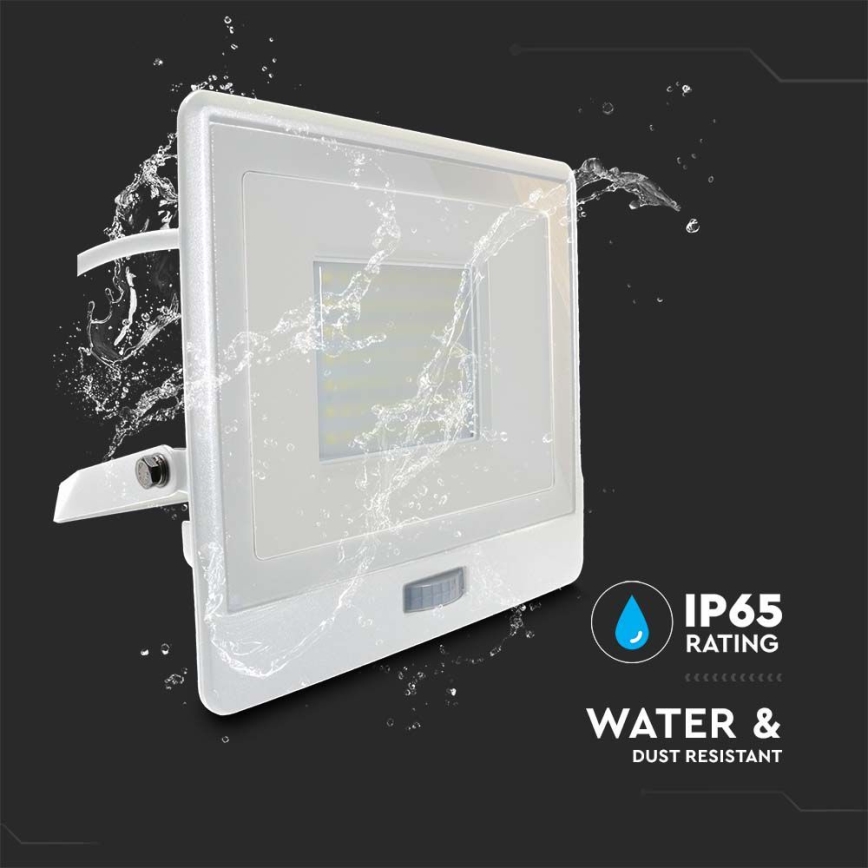 LED Prožektor anduriga LED/50W/230V 6500K IP65 valge
