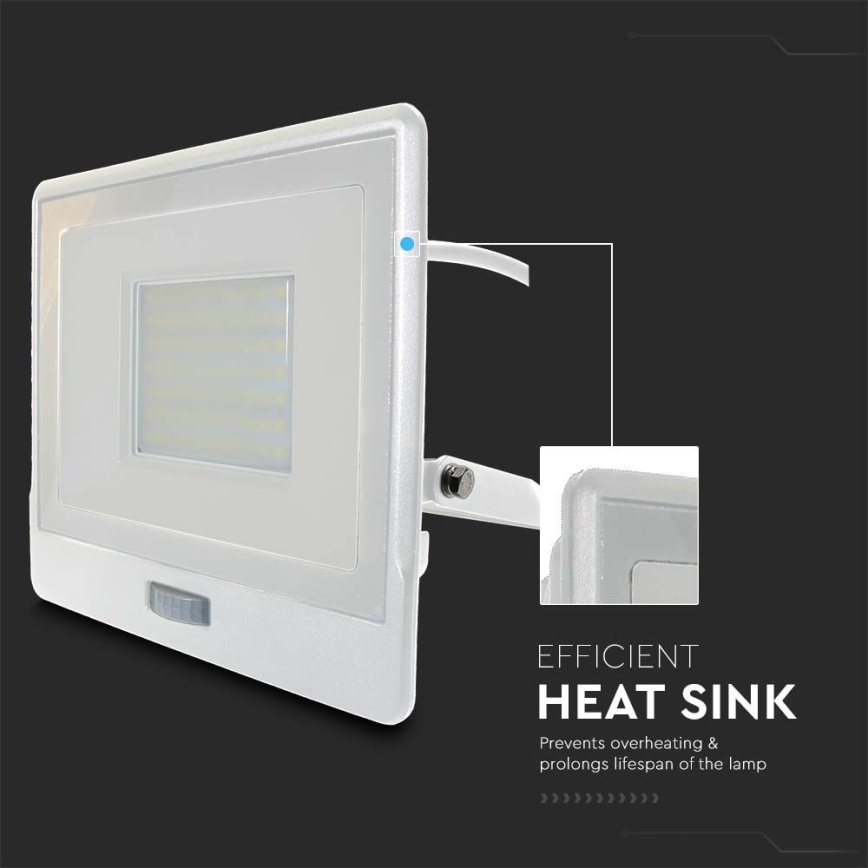 LED Prožektor anduriga LED/50W/230V 6500K IP65 valge