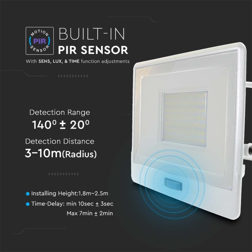 LED Prožektor anduriga LED/50W/230V 6500K IP65 valge