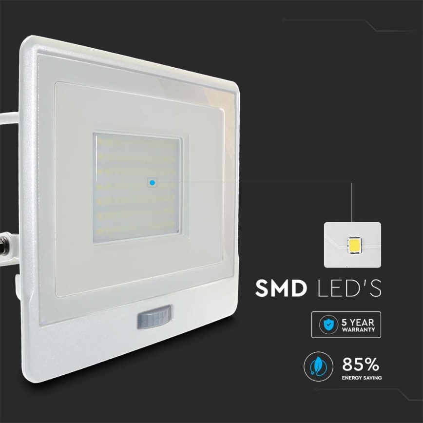 LED Prožektor anduriga LED/50W/230V 6500K IP65 valge