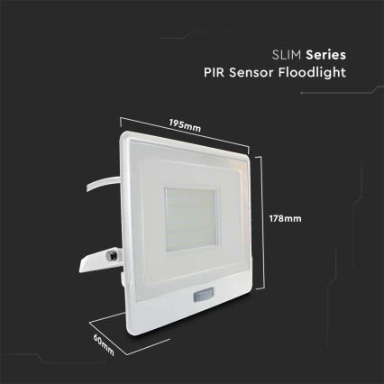 LED Prožektor anduriga LED/50W/230V 6500K IP65 valge