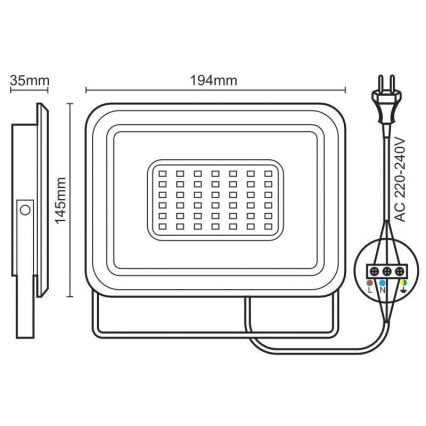 LED Prožektor LED/50W/230V 4000K IP65