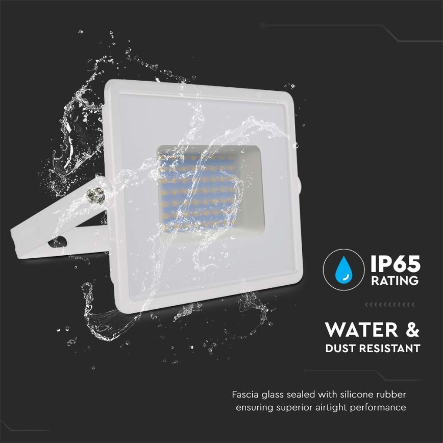 LED Prožektor LED/50W/230V 6500K IP65 valge