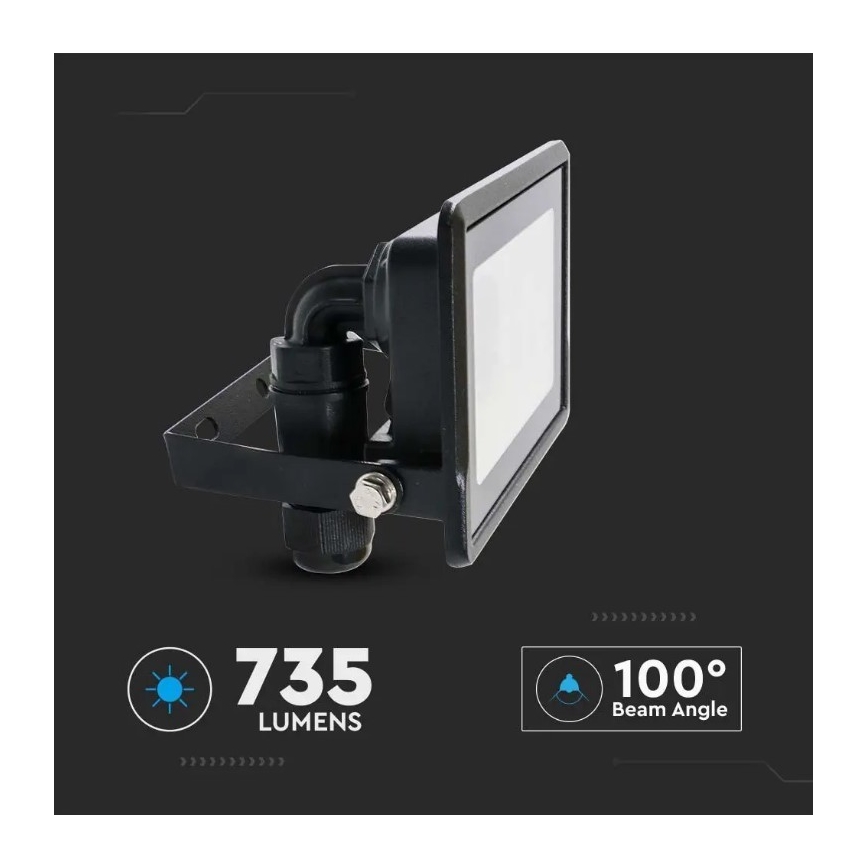 LED Prožektor otseühendusega SAMSUNG CHIP LED/10W/230V IP65 6500K must