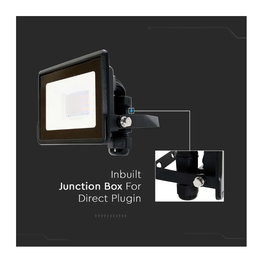 LED Prožektor otseühendusega SAMSUNG CHIP LED/10W/230V IP65 6500K must