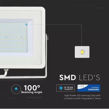 LED Prožektor SAMSUNG CHIP LED/100W/230V IP65 3000K valge