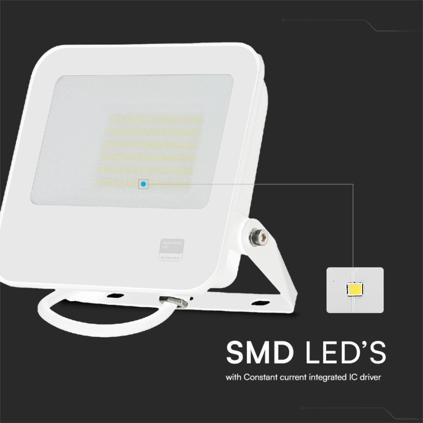LED Prožektor SAMSUNG CHIP LED/50W/230V 6500K IP65 valge
