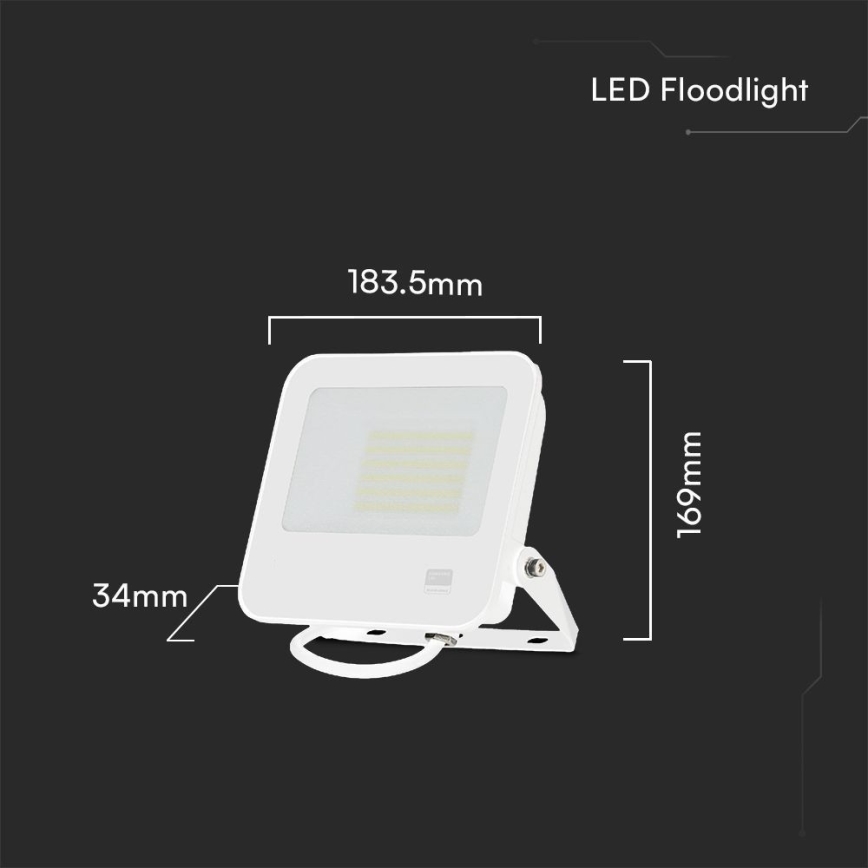 LED Prožektor SAMSUNG CHIP LED/50W/230V 6500K IP65 valge