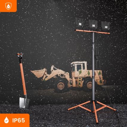 LED-prožektor statiiviga 3xLED/50W/230V 4500K IP65 must/oranž