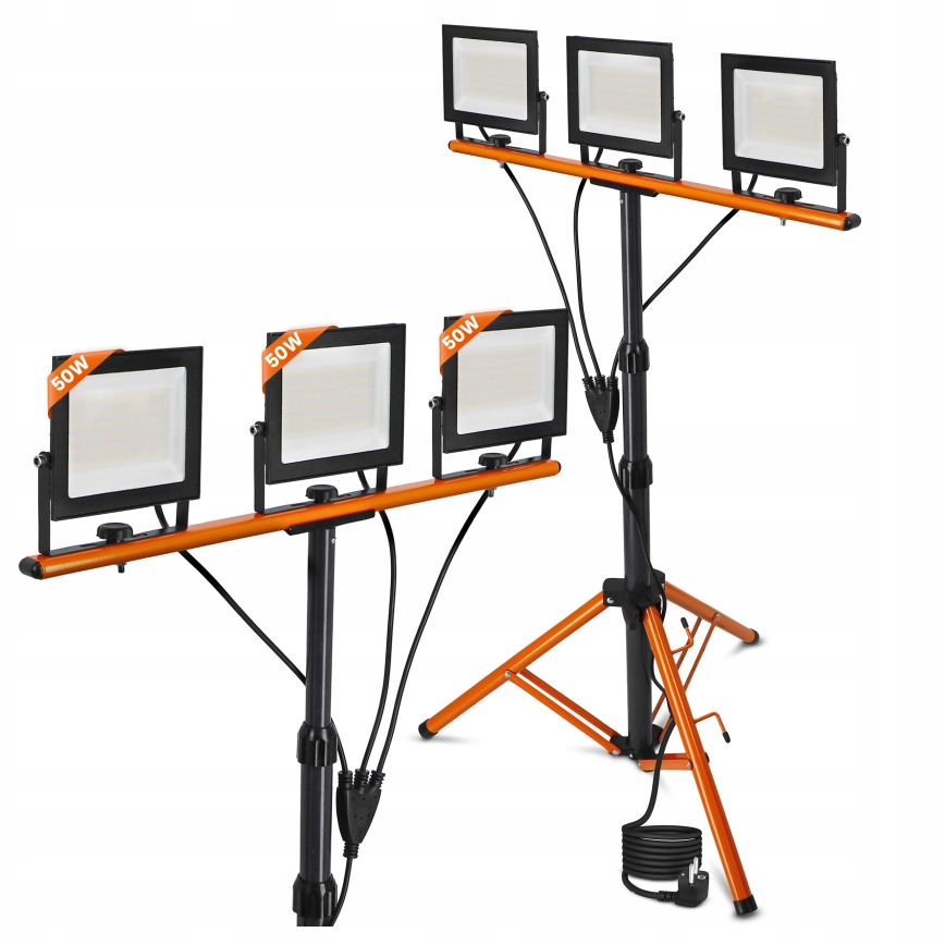 LED-prožektor statiiviga 3xLED/50W/230V 4500K IP65 must/oranž
