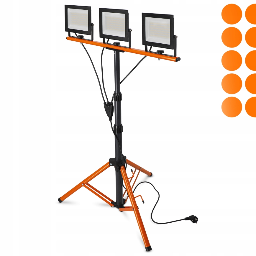 LED-prožektor statiiviga 3xLED/50W/230V 4500K IP65 must/oranž