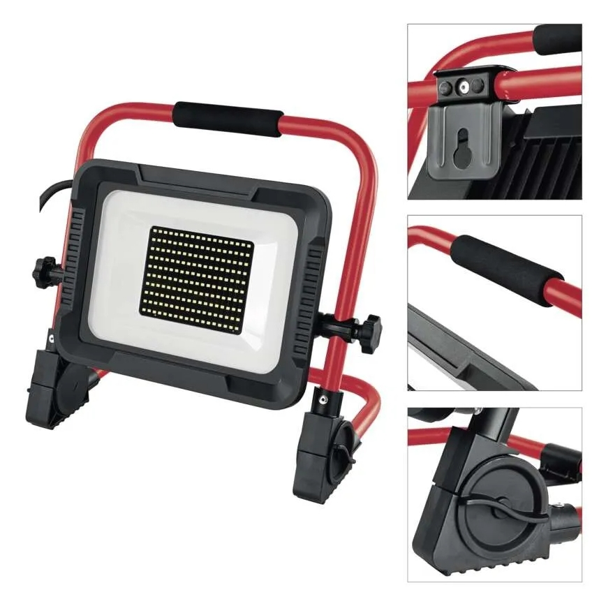LED-prožektor statiiviga ELION LED/100W/230V 4000K IP65 punane/must