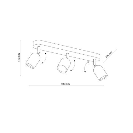LED-punktvalgusti TOP 3xGU10/10W/230V must/kuldne