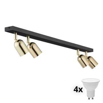 LED punktvalgusti TOP 4xGU10/10W/230V must/kuldne