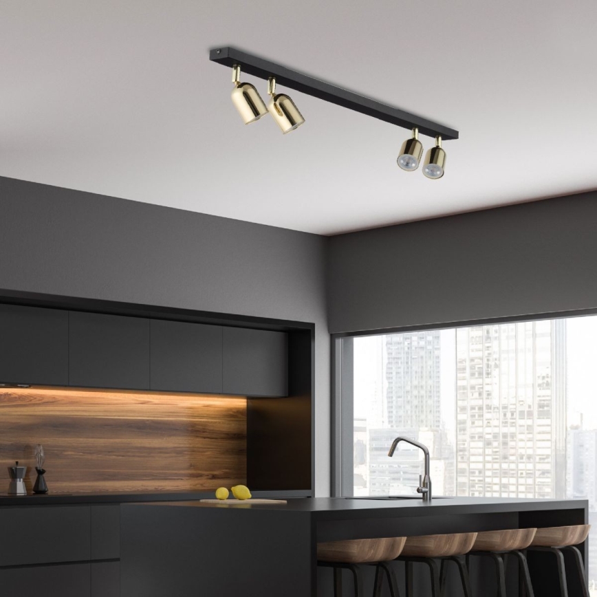 LED punktvalgusti TOP 4xGU10/10W/230V must/kuldne