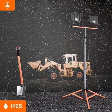 LED-reflektor jalusega 2xLED/50W/230V 4500K IP65 must/oranž