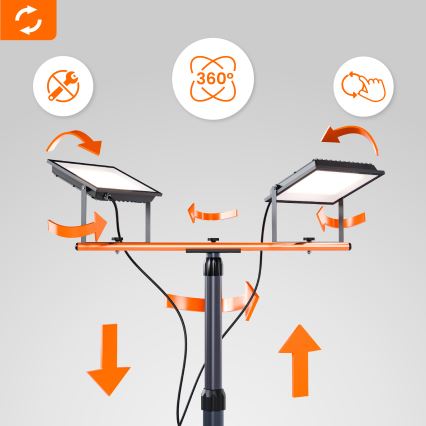 LED-reflektor jalusega 2xLED/50W/230V 4500K IP65 must/oranž