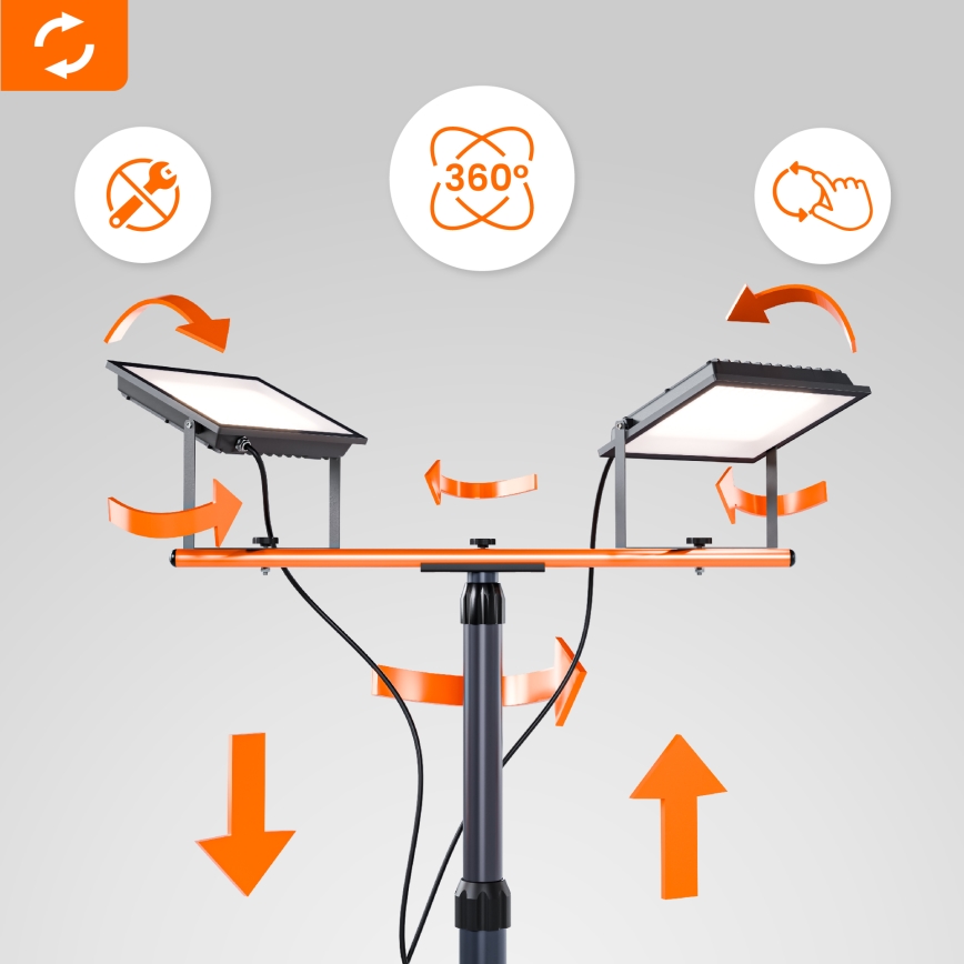 LED-reflektor jalusega 2xLED/50W/230V 4500K IP65 must/oranž